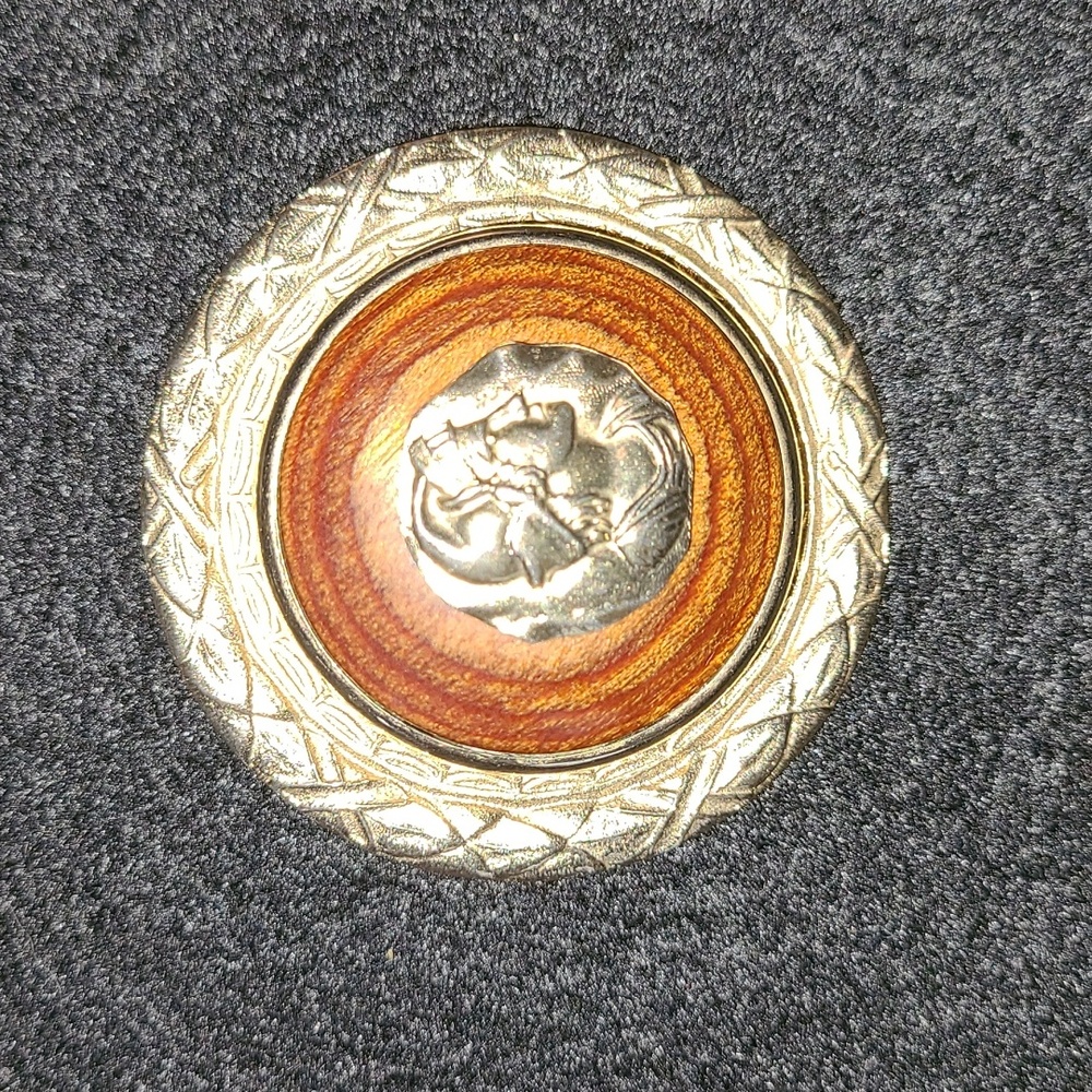 RARE Vintage Sari Domed Brooch or Scarf Pin Art Deco Roman Design Artisan Signed